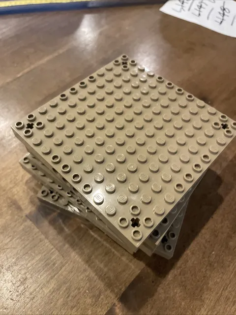 Lot of 5 LEGO Brick 12x12 w 3 Pin Holes on each Side and Axle Holes in Corners