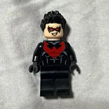 LEGO Nightwing Minifigure Black Suit Red Chest Emblem Plastic Figure
