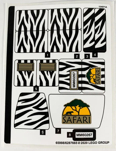 LEGO STICKER SHEET 60267 SAFARI OFF-ROADER from set New & Genuine