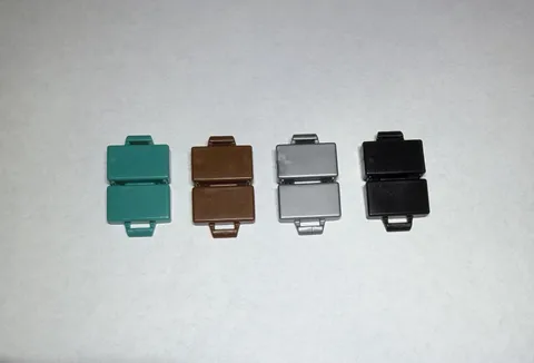 Lego Lot Of 4 Black Silver Brown Bluish Suitcase Suit Case Briefcase New City