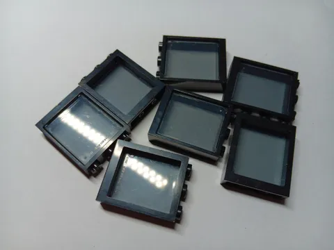 LEGO LOT 7 BLACK WINDOW FRAME 1X3X3 TRANS BLACK GLASS PANE #51239