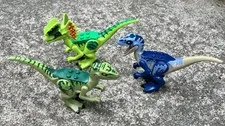 Lot Of 3 Lego Raptor Blue And Green Jurassic World Park Dinosaur Good Condition
