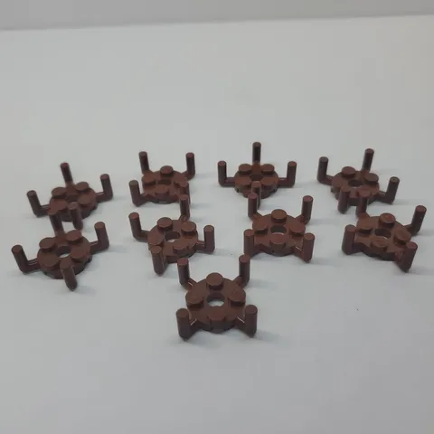 Lego Plate, Round 2 x 2 with Pin Hole and 4 Bar Arms Up Part 98284 Dark Brown