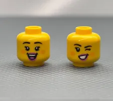 LEGO Yellow Female Minifigure Head Orange Cheeks Dark Pink Lips Smile Series 29