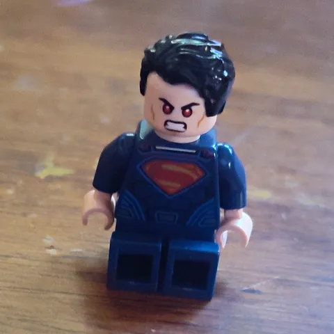 LEGO DC Super Heroes Superman Minifigure Dark Blue Suit Angry Face Black Hair