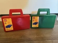 Lot of 2 LEGO Sorting Boxes to Go Travel Case Organizing Red & Green 4087