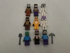 LEGO Minecraft Minifigure Lot of 9 Figures & Accessories Steve Zombie