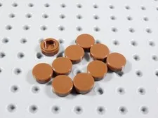 LEGO Lot of 10 Reddish Brown 1x1 Round Smooth Tiles Plates BA