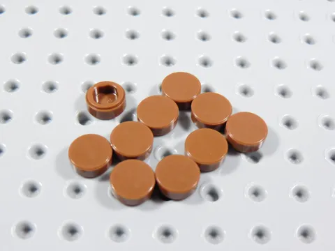 LEGO Lot of 10 Reddish Brown 1x1 Round Smooth Tiles Plates BA