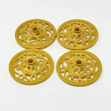 15744 LEGO Parts Wheel Wagon Ornate (43mm) Pearl Gold (4)