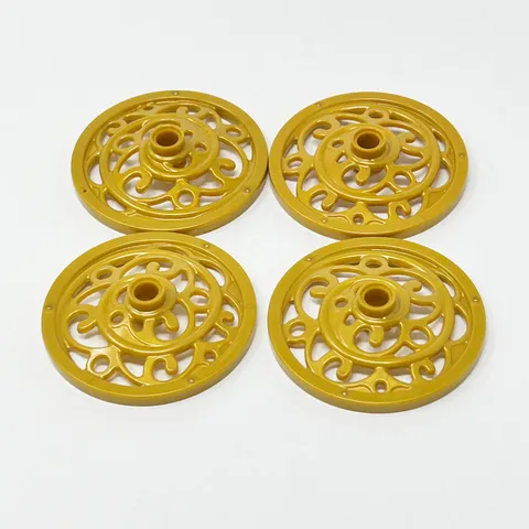15744 LEGO Parts Wheel Wagon Ornate (43mm) Pearl Gold (4)