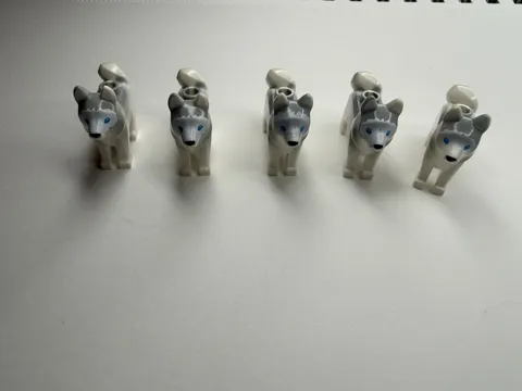 Lego Animal Husky Dog Blue Eyes Lot Of 5