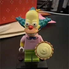 LEGO Simpsons Krusty The Clown Minifigure Complete w/ Pie Accessory Used