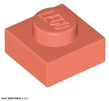 LEGO Coral 1x1 Plate (3024) - 100 New Pieces - Building Bricks