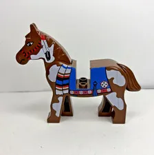 Lego Brown Horse Minifigure Blue Blanket Indians 6748 6746 6766 6763 6709  Vtg
