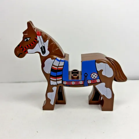 Lego Brown Horse Minifigure Blue Blanket Indians 6748 6746 6766 6763 6709  Vtg
