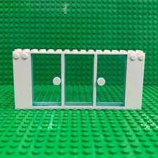 Lego Window Frame White 2x16x6 (35103) + Trans-Light Blue Inserts 57895