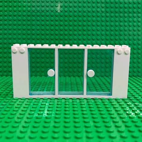 Lego Window Frame White 2x16x6 (35103) + Trans-Light Blue Inserts 57895
