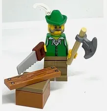 Lego Carpenter Castle Minfigure - Woodworker Serf - Medieval Laborer Craftsman