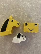 Lego Lot of 3 Animal Heads Dog Happy / Sad Face Retired Retro Large