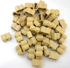 Lego Brick 1 x 2 with Log Profile, Tan, Part# 30136 New, Quantity 50