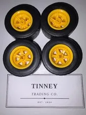 LEGO Technic Yellow Wheels & Black Tires 50 x 20 Lot of 4 Complete Set