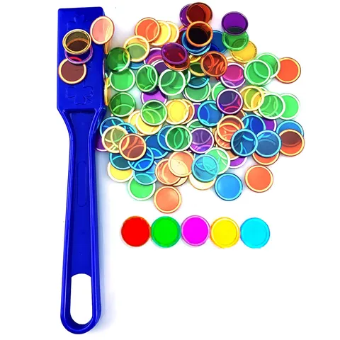 Magnetic Wands and Bingo Chips Set Magnetic Rod 100 Metal Ringed Discs Wiss...