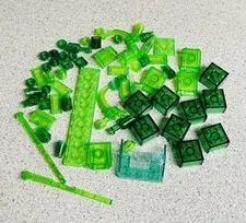 LEGO Bulk Lot Translucent Neon Green 65 Pcs 2x2 Slope Variety Building Bricks