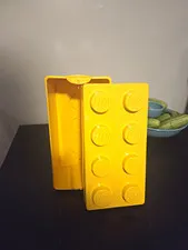 LEGO Yellow 8-Stud Storage Brick Container with Lid, Stackable Plastic