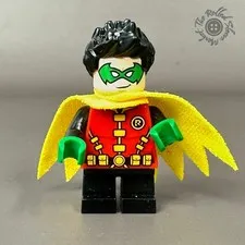 LEGO Minifigure Robin sh0588 Short Legs Green Mask Yellow Cape DC Batman