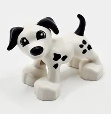 Lego Duplo WHITE PUPPY DOG Dalmatian BLACK SPOTS Farmers Pet Replacement