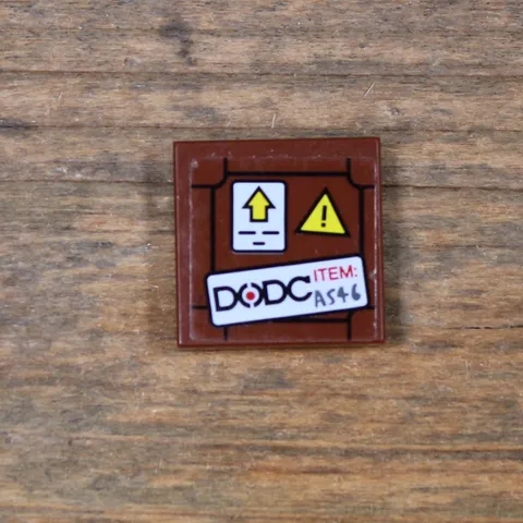LEGO Marvel Tile 2x2 Warning Sign, 'DODC' and 'ITEM: A546' Sticker 3068pb1264