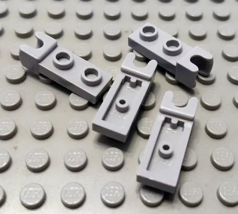 LEGO Lot of 4 Light Bluish Gray 1x2 Plates with Towball End