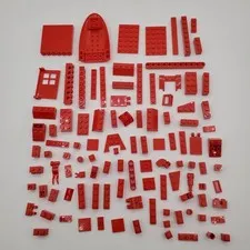 LEGO Red Parts Lot 100+ pc Bulk Bricks Plates Slopes Boat Hull Door MOC CLEAN