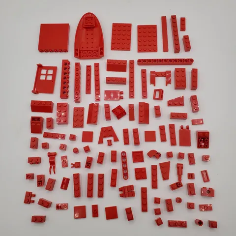 LEGO Red Parts Lot 100+ pc Bulk Bricks Plates Slopes Boat Hull Door MOC CLEAN