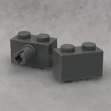 LEGO 44865 Light Bluish Gray Brick, Modified 1 x 2 W/ Pin (x2)