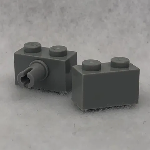 LEGO 44865 Light Bluish Gray Brick, Modified 1 x 2 W/ Pin (x2)