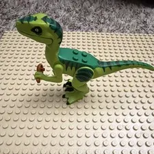 LEGO Velociraptor Figure Green Jurassic World (Great Condition) w/ Drumstick