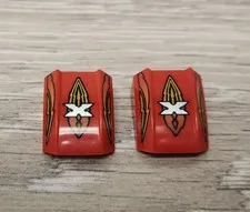 Lego 30602pb002 Slope Curved 2 x 2 Lip Island Xtreme Stunts Logo Flames Lot Of 2