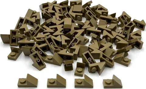 Lego 100 New Dark Tan Slopes Sloped 45 2 x 1 with 2/3 Cutout Parts