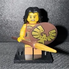 LEGO Minifigures Warrior Woman Minifigure w/ Spear, Shield & Black Stand 