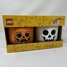 Lego Halloween Edition Small Storage Head 2 Pieces Set Pumpkin and Ghost