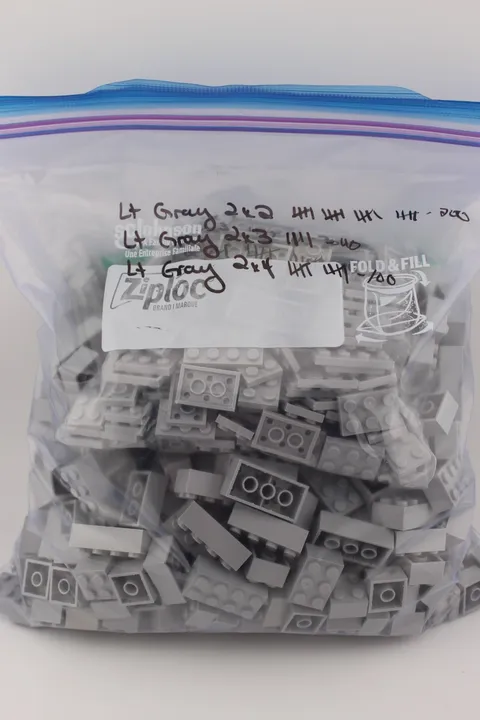 Lot basic LEGO bricks in light gray 1 lb 11 oz 2x2, 3x2, 4x2