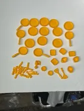 Lot Of LEGO Friends Kitchen Frying Pan Forks Knives Plate Dish Spatulas Orange