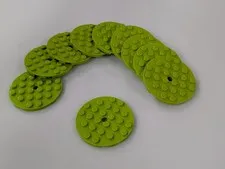 LEGO- NEW-#11213- LIME -PLATE ROUND 6 X 6 W/HOLE-10 PIECE