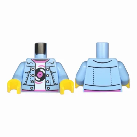 LEGO Minifigure Torso Denim Jacket Open with Silver Buttons