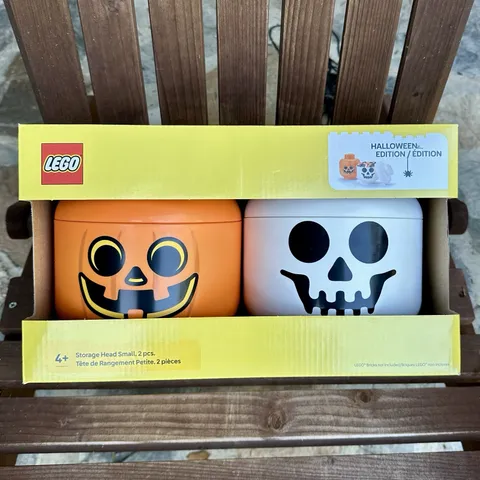 Lego Halloween Special Edition Storage Head ~ Pumpkin Skeleton NEW 2 Piece Set