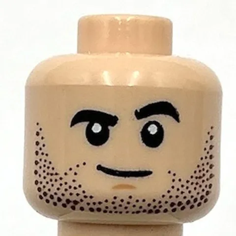 Lego New Minifigure Head Dual Sided Black Thick Eyebrows Neutral Lopsided Part