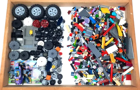 5 lbs Bulk LEGO Bricks, Wheels, Axels and Tires, stored on (W2 - Lot G)