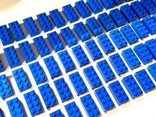 ⭐️QTY- 100 LEGO® Original 2x4 Bright Blue Bricks ID 3001 - Bulk Lot Parts